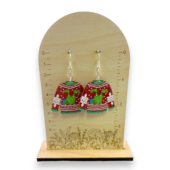 Ugly Elf Sparkly Christmas Sweater Red Green and White - Picture 3 of 6